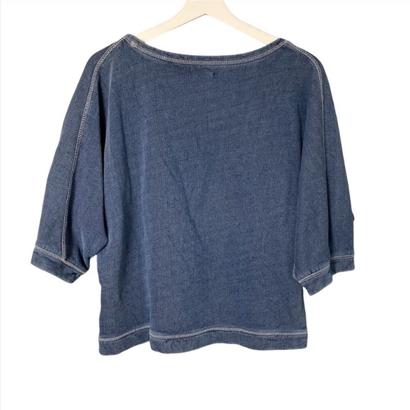 Ecote Washed Effect Embroidered 3/4 Dolman Sleeve Cotton Casual Career Top S - Picture 5 of 7